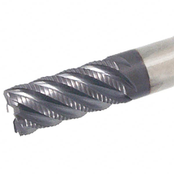 Iscar - 8mm Diam, Coarse Pitch, 18mm LOC, 4 Flute Solid Carbide 45° Corner Chamfer Roughing End Mill - TiAlN Finish, 63mm OAL, 8mm Shank Diam, Single End, 45° Helix - Benchmark Tooling