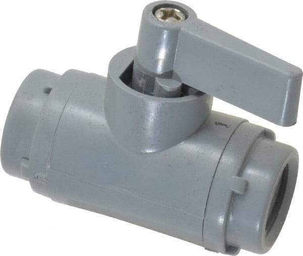 Specialty Mfr - 1/4" Pipe, PVC Standard Ball Valve - Inline - Two Way Flow, FNPT x FNPT Ends, Wedge Handle, 125 WOG - Benchmark Tooling