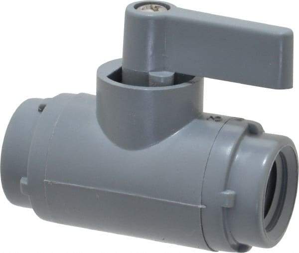 Specialty Mfr - 1/4" Pipe, PVC Standard Ball Valve - Inline - Two Way Flow, FNPT x FNPT Ends, Wedge Handle, 125 WOG - Benchmark Tooling
