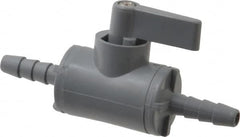 Specialty Mfr - 1/4" Pipe, PVC Standard Ball Valve - Inline - Two Way Flow, Barbed x Barbed Ends, Wedge Handle, 125 WOG - Benchmark Tooling