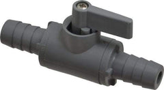 Specialty Mfr - 1/2" Pipe, PVC Standard Ball Valve - Inline - Two Way Flow, Barbed x Barbed Ends, Wedge Handle, 125 WOG - Benchmark Tooling