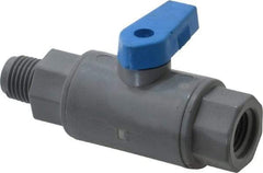 Specialty Mfr - 1/4" Pipe, PVC Standard Ball Valve - Inline - One Way Flow, MNPT x FNPT Ends, Wedge Handle, 125 WOG - Benchmark Tooling