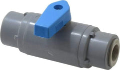 Specialty Mfr - 3/8" Pipe, PVC Standard Ball Valve - Inline - One Way Flow, Push-to-Connect x Push-to-Connect Ends, Wedge Handle, 125 WOG - Benchmark Tooling