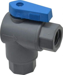 Specialty Mfr - 1/4" Pipe, PVC Standard Ball Valve - Right Angle, FNPT x FNPT Ends, Wedge Handle, 125 WOG - Benchmark Tooling