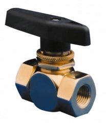 Specialty Mfr - 3/8" Pipe, Brass Standard Ball Valve - Three Way, FNPT x FNPT x FNPT Ends, Wedge Handle, 400 WOG - Benchmark Tooling
