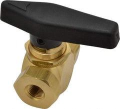 Specialty Mfr - 1/8" Pipe, Brass Standard Ball Valve - Inline - Two Way Flow, FNPT x FNPT Ends, Wedge Handle, 500 WOG - Benchmark Tooling