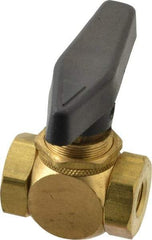 Specialty Mfr - 1/8" Pipe, Brass Standard Ball Valve - Inline - Two Way Flow, FNPT x FNPT Ends, Wedge Handle, 500 WOG - Benchmark Tooling