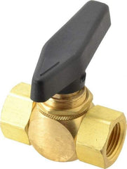 Specialty Mfr - 3/8" Pipe, Brass Standard Ball Valve - Inline - Two Way Flow, FNPT x FNPT Ends, Wedge Handle, 500 WOG - Benchmark Tooling