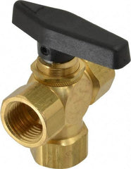 Specialty Mfr - 1/2" Pipe, Brass Standard Ball Valve - Three Way, FNPT x FNPT x FNPT Ends, Wedge Handle, 400 WOG - Benchmark Tooling