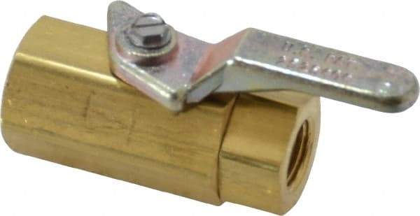 Specialty Mfr - 1/8" Pipe, Brass Standard Ball Valve - Inline - Two Way Flow, FNPT x FNPT Ends, Lever Handle, 500 WOG - Benchmark Tooling