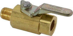 Specialty Mfr - 1/8" Pipe, Brass Standard Ball Valve - Inline - Two Way Flow, MNPT x FNPT Ends, Lever Handle, 500 WOG - Benchmark Tooling