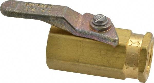 Specialty Mfr - 1/4" Pipe, Brass Standard Ball Valve - Inline - One Way Flow, FNPT x FNPT Ends, Lever Handle, 500 WOG - Benchmark Tooling