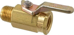 Specialty Mfr - 1/4" Pipe, Brass Standard Ball Valve - Inline - One Way Flow, MNPT x FNPT Ends, Lever Handle, 500 WOG - Benchmark Tooling