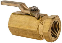 Specialty Mfr - 3/8" Pipe, Brass Standard Ball Valve - Inline - One Way Flow, FNPT x FNPT Ends, Lever Handle, 500 WOG - Benchmark Tooling