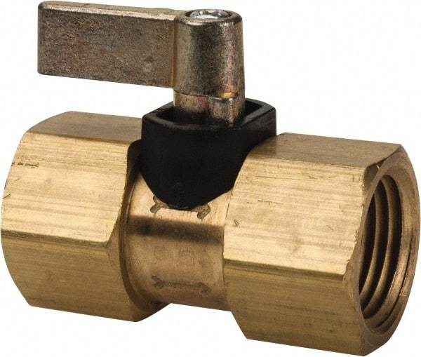 Specialty Mfr - 1/2" Pipe, Brass Standard Ball Valve - Inline - One Way Flow, FNPT x FNPT Ends, Lever Handle, 500 WOG - Benchmark Tooling