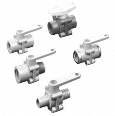 Specialty Mfr - 1" Pipe, PVC Standard Ball Valve - Inline - Two Way Flow, FNPT x FNPT Ends, Lever Handle, 125 WOG - Benchmark Tooling