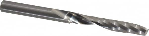 Onsrud - 1/4" Cutting Diam x 1-1/2" Length of Cut, 1 Flute, Upcut Spiral Router Bit - Uncoated, Right Hand Cut, Solid Carbide, 3" OAL x 1/4" Shank Diam, Single Edge, 21° Helix Angle - Benchmark Tooling