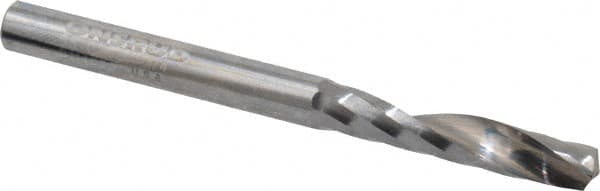 Onsrud - 1/4" Cutting Diam x 1-1/4" Length of Cut, 1 Flute, Upcut Spiral Router Bit - Uncoated, Right Hand Cut, Solid Carbide, 3" OAL x 1/4" Shank Diam, Single Edge - Benchmark Tooling