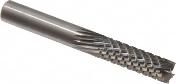 Onsrud - 3/8" Cut Diam, 3/8" Shank Diam, Cylinder Head Fluted Cut Burr - Carbide, Flat End, 1-1/8" LOC, 3-1/2" OAL - Benchmark Tooling