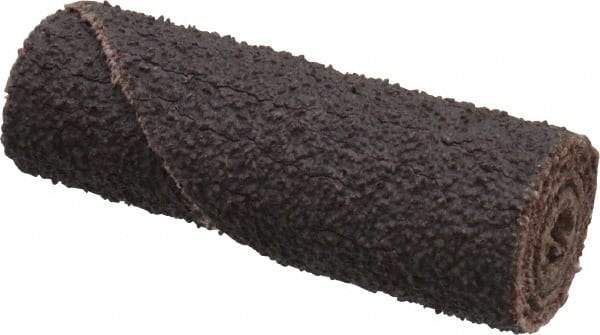 Merit Abrasives - 1/2" Max Roll Diam x 1-1/2" OAL, 50 Grit Aluminum Oxide Straight Cartridge Roll - 1/8" Pilot Hole Diam, Coarse Grade - Benchmark Tooling