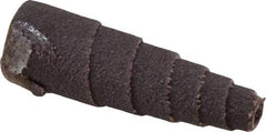 Merit Abrasives - 1-1/2" Long x 1/2" Diam, Aluminum Oxide, Full Taper Cartridge Roll - 120 Grit, 1/8" Pilot Hole Diam, Fine Grade - Benchmark Tooling