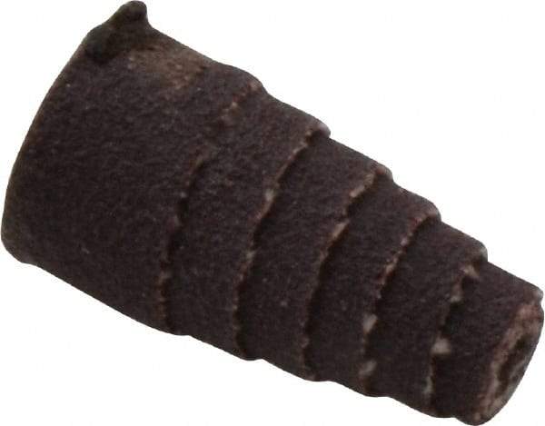 Merit Abrasives - 1" Long x 1/2" Diam, Aluminum Oxide, Full Taper Cartridge Roll - 120 Grit, 1/8" Pilot Hole Diam, Fine Grade - Benchmark Tooling