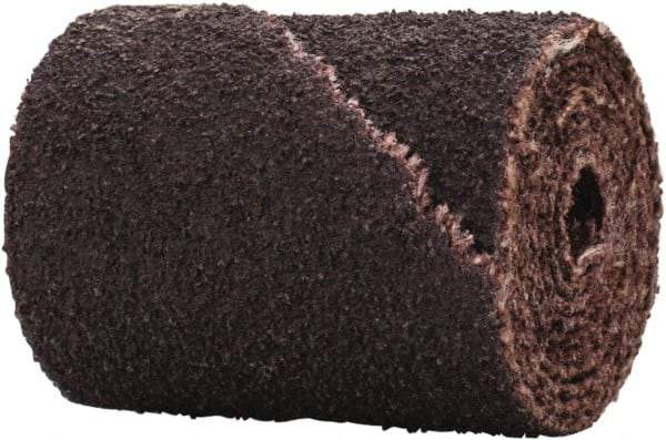 Merit Abrasives - 3/4" Max Roll Diam x 1" OAL, 80 Grit Aluminum Oxide Straight Cartridge Roll - 3/16" Pilot Hole Diam, Medium Grade - Benchmark Tooling