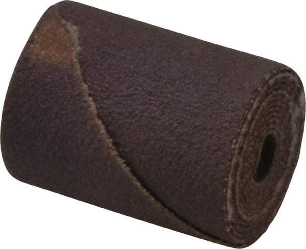 Merit Abrasives - 3/4" Max Roll Diam x 1" OAL, 120 Grit Aluminum Oxide Straight Cartridge Roll - 3/16" Pilot Hole Diam, Fine Grade - Benchmark Tooling