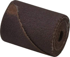 Merit Abrasives - 3/4" Max Roll Diam x 1" OAL, 120 Grit Aluminum Oxide Straight Cartridge Roll - 3/16" Pilot Hole Diam, Fine Grade - Benchmark Tooling