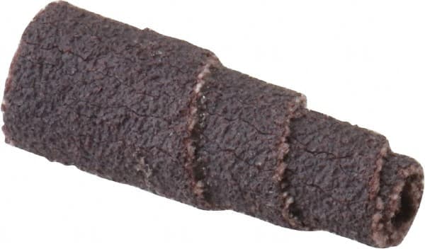 Merit Abrasives - 1" Long x 3/8" Diam, Aluminum Oxide, Full Taper Cartridge Roll - 80 Grit, 1/8" Pilot Hole Diam, Medium Grade - Benchmark Tooling