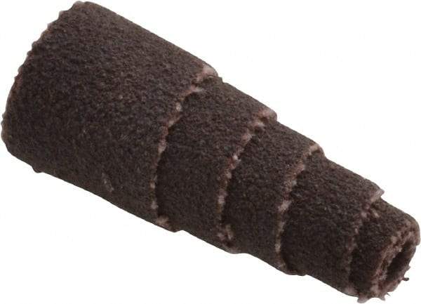 Merit Abrasives - 1" Long x 3/8" Diam, Aluminum Oxide, Full Taper Cartridge Roll - 120 Grit, 1/8" Pilot Hole Diam, Fine Grade - Benchmark Tooling