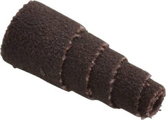 Merit Abrasives - 1" Long x 3/8" Diam, Aluminum Oxide, Full Taper Cartridge Roll - 120 Grit, 1/8" Pilot Hole Diam, Fine Grade - Benchmark Tooling