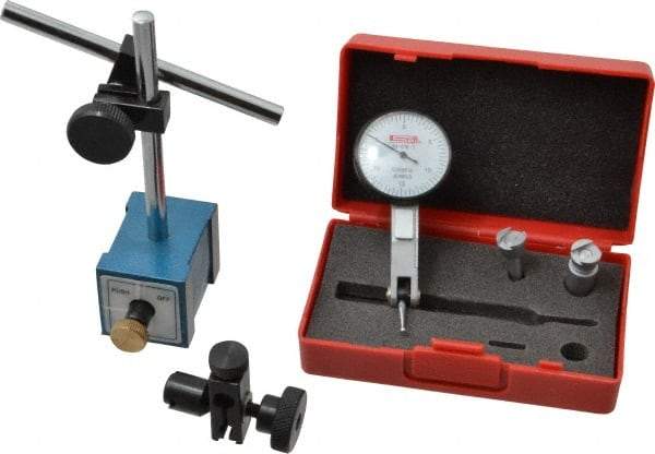 SPI - 0.0005" Graduation, 0-100 Dial Reading, Indicator & Base Kit - 0.0005 Inch Graduation, Includes Dial Test Indicator Set, Magnetic Base - Benchmark Tooling