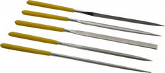 Value Collection - 5 Piece Diamond Pattern File Set - 5-1/2" Long, Fine Coarseness, Set Includes Flat, Round, Square, Three Square - Benchmark Tooling