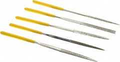 Value Collection - 5 Piece Diamond Pattern File Set - 5-1/2" Long, Coarse Coarseness, Set Includes Flat, Round, Square, Three Square - Benchmark Tooling