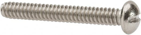 Value Collection - #6-32 UNC, 1" Length Under Head Slotted Drive Machine Screw - Round Head, Grade 316 Stainless Steel, Uncoated, Without Washer - Benchmark Tooling