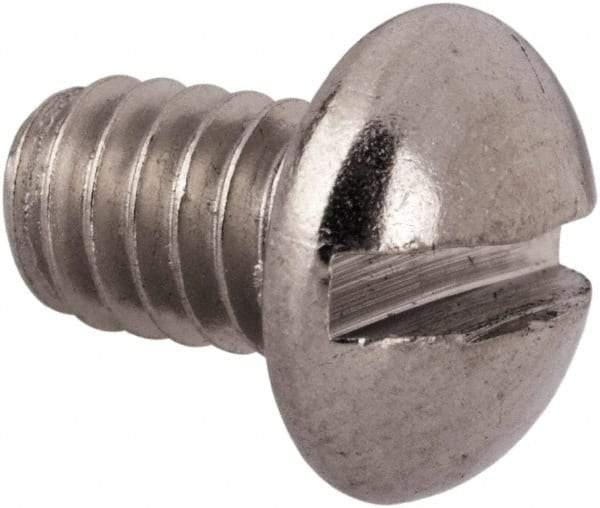 Value Collection - #8-32 UNC, 1/4" Length Under Head Slotted Drive Machine Screw - Round Head, Grade 316 Stainless Steel, Uncoated, Without Washer - Benchmark Tooling