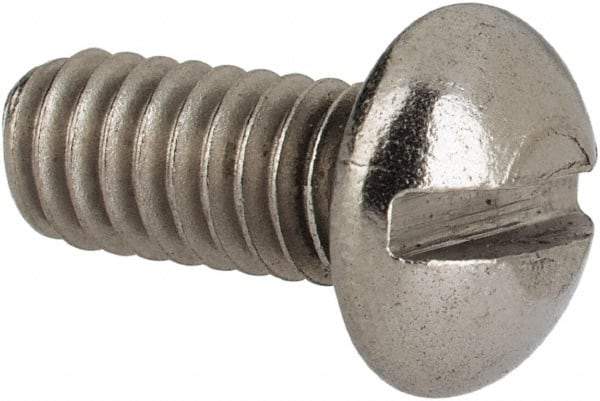 Value Collection - #8-32 UNC, 3/8" Length Under Head Slotted Drive Machine Screw - Round Head, Grade 316 Stainless Steel, Uncoated, Without Washer - Benchmark Tooling