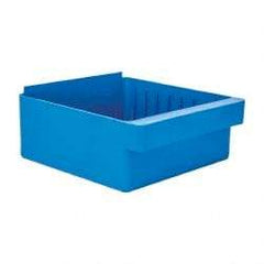 Quantum Storage - 28 Lb. Load Capacity, 11-5/8" Deep, Blue High-Impact Polystyrene Drawer Bin - 4-5/8" High x 11-1/8" Wide x 11-5/8" Long - Benchmark Tooling