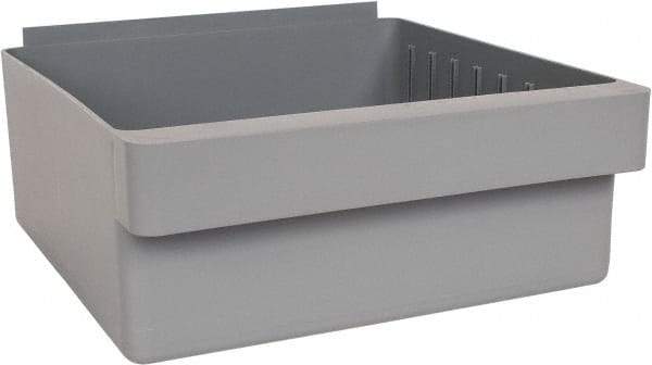 Quantum Storage - 28 Lb. Load Capacity, 11-5/8" Deep, Gray High-Impact Polystyrene Drawer Bin - 4-5/8" High x 11-1/8" Wide x 11-5/8" Long - Benchmark Tooling