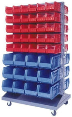 Quantum Storage - 500 Lb Capacity, 25" Deep x 36" Wide x 64" High, Steel Mobile Rack - 2 Sides, 208 Green Polyethylene/Polypropylene Bins - Benchmark Tooling