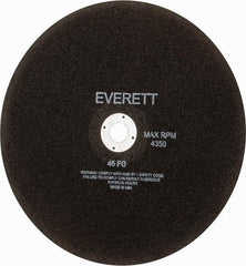 Everett - 14" Aluminum Oxide Cutoff Wheel - 1/8" Thick, 1" Arbor, Use with Gas Powered Saws - Benchmark Tooling