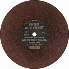 Everett - 18" Aluminum Oxide Cutoff Wheel - 3/16" Thick, 1" Arbor, Use with Gas Powered Saws - Benchmark Tooling