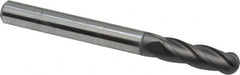 Niagara Cutter - 1/4" Diam, 3/4" LOC, 4 Flute Solid Carbide Ball End Mill - Diamond Finish, Single End, 2-1/2" OAL, 1/4" Shank Diam, Spiral Flute - Benchmark Tooling