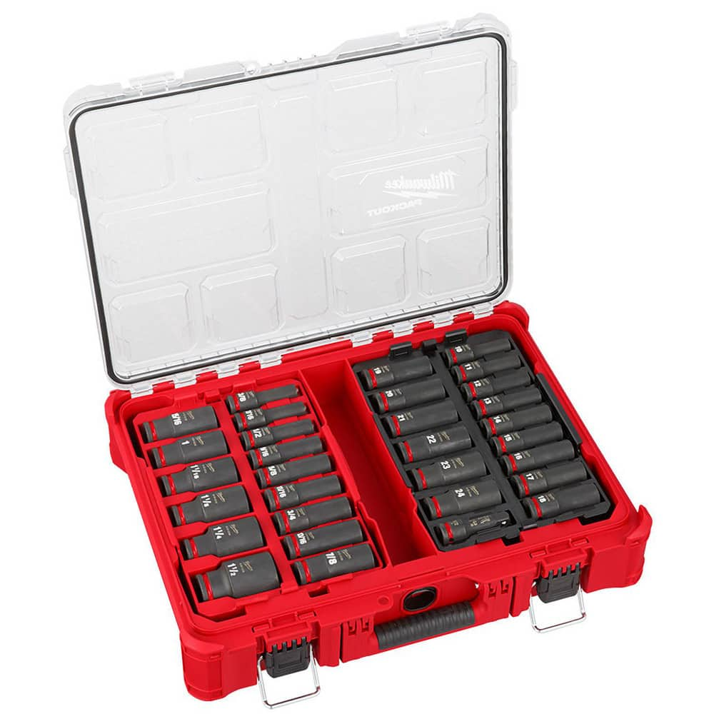 Impact Socket Set: 31 Pc, 1/2″ Drive 6 Point, Black Finish