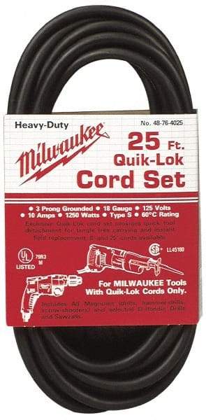 Milwaukee Tool - Power Drill Quik-Lok Cord Set - For All Magnum Drills - Benchmark Tooling