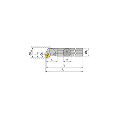 Indexable Boring Bar:  A20Q SSKCR 09,  25.00 mm Min Bore,  20.00 mm Shank Dia,  75.00&deg N/A Steel 182.4000″ OAL,  Screw Clamping,