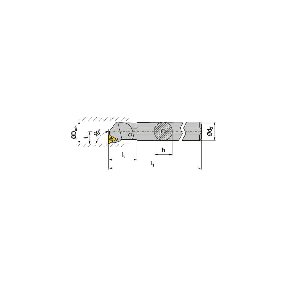 Indexable Boring Bar:  S08M STFCR 2,  90.00&deg N/A Steel 6.0000″ OAL,  Screw Clamping,