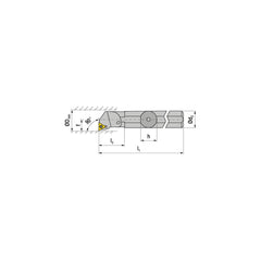 Indexable Boring Bar:  S08M STFCR 2,  90.00&deg N/A Steel 6.0000″ OAL,  Screw Clamping,