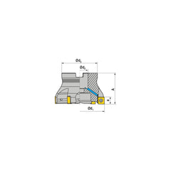 Indexable Square-Shoulder Face Mill:  A491.50.R.04-09,  22.0000″ Arbor Hole Dia, Uses  4,  SNHU 09T3 Inserts,  Through Coolant,  Series  A491-09